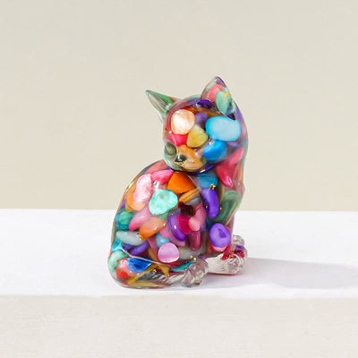 Olivenorma Lucky Charm Crystal Kitten Figurine Gemstone Decoration - Colored Shells - Pose 3 - image 43