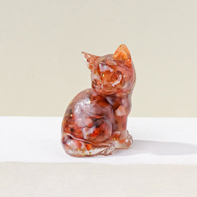 Olivenorma Lucky Charm Crystal Kitten Figurine Gemstone Decoration - Red Agate - Pose 3 - image 25