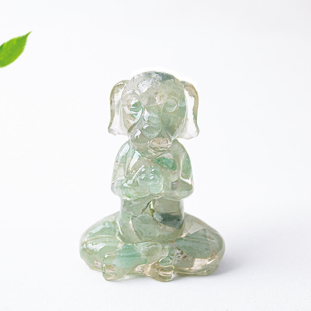 Olivenorma Crystal Epoxy Zen Meditation Dog Gemstone Decoration
