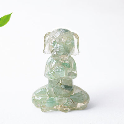 Olivenorma Crystal Epoxy Zen Meditation Dog Gemstone Decoration