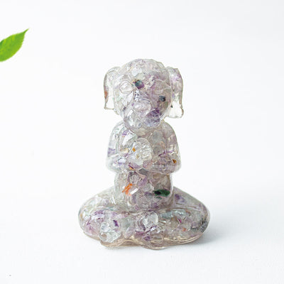 Olivenorma Crystal Epoxy Zen Meditation Dog Gemstone Decoration