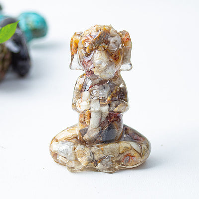 Olivenorma Crystal Epoxy Zen Meditation Dog Gemstone Decoration