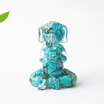 Olivenorma Crystal Epoxy Zen Meditation Dog Gemstone Decoration