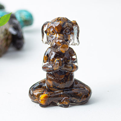 Olivenorma Crystal Epoxy Zen Meditation Dog Gemstone Decoration