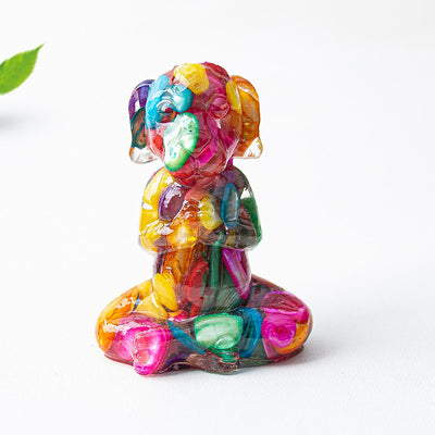 Olivenorma Crystal Epoxy Zen Meditation Dog Gemstone Decoration