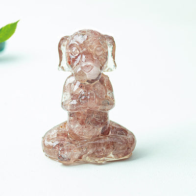 Olivenorma Crystal Epoxy Zen Meditation Dog Gemstone Decoration