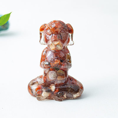 Olivenorma Crystal Epoxy Zen Meditation Dog Gemstone Decoration