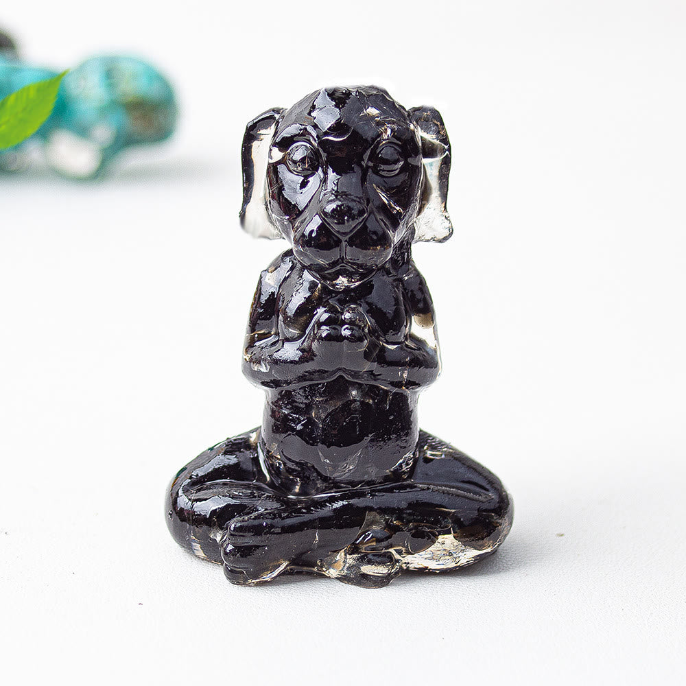 Olivenorma Crystal Epoxy Zen Meditation Dog Gemstone Decoration