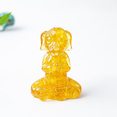 Olivenorma Crystal Epoxy Zen Meditation Dog Gemstone Decoration