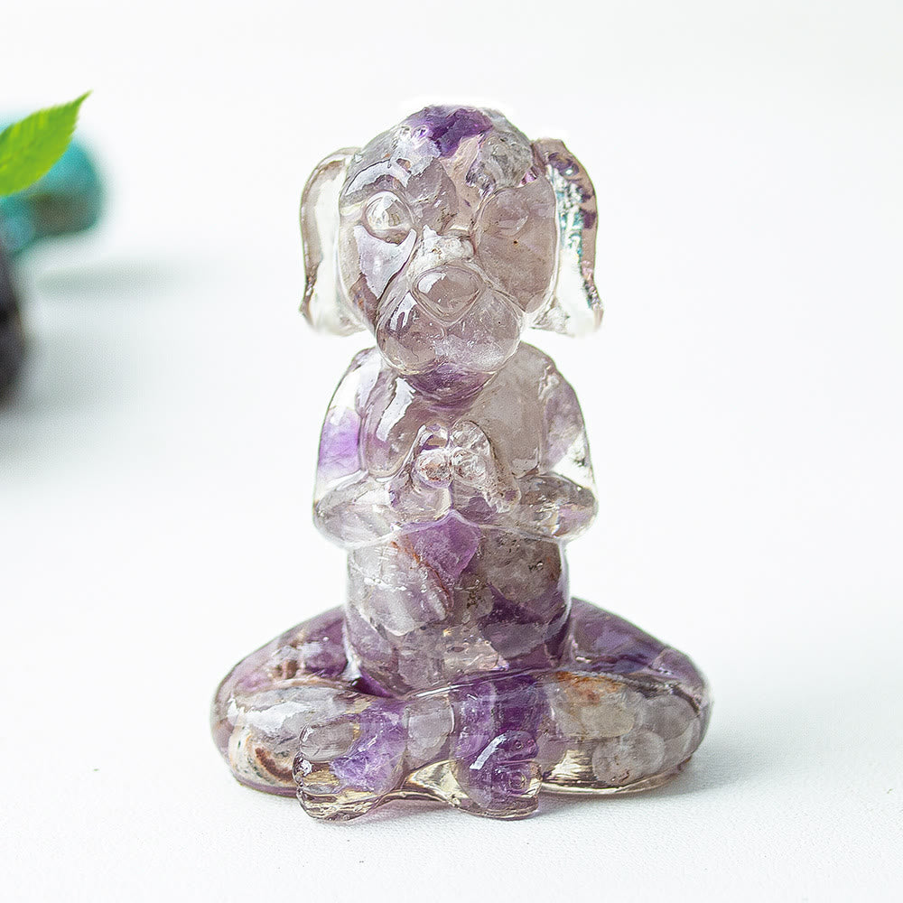 Olivenorma Crystal Epoxy Zen Meditation Dog Gemstone Decoration