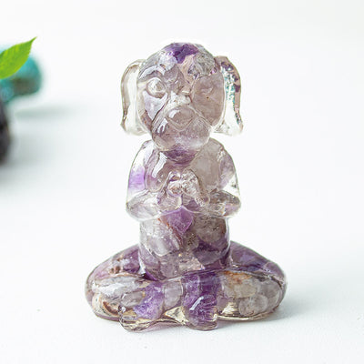 Olivenorma Crystal Epoxy Zen Meditation Dog Gemstone Decoration