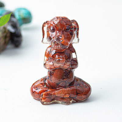 Olivenorma Crystal Epoxy Zen Meditation Dog Gemstone Decoration