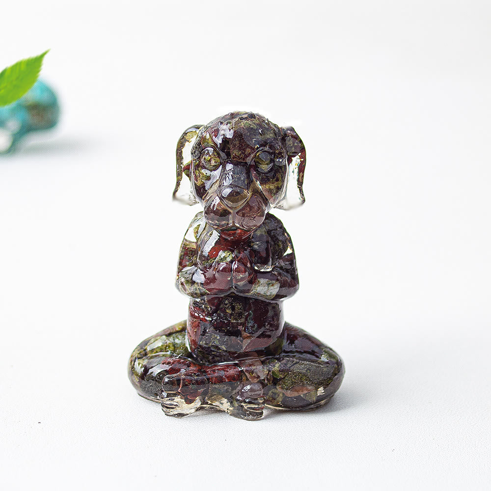 Olivenorma Crystal Epoxy Zen Meditation Dog Gemstone Decoration