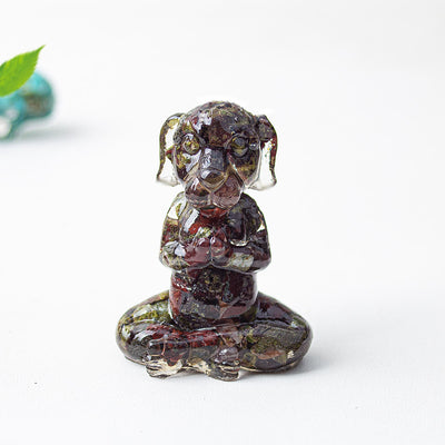 Olivenorma Crystal Epoxy Zen Meditation Dog Gemstone Decoration
