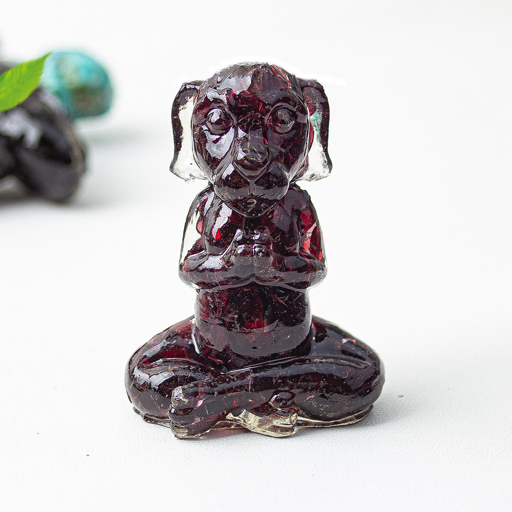 Olivenorma Crystal Epoxy Zen Meditation Dog Gemstone Decoration