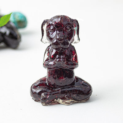 Olivenorma Crystal Epoxy Zen Meditation Dog Gemstone Decoration