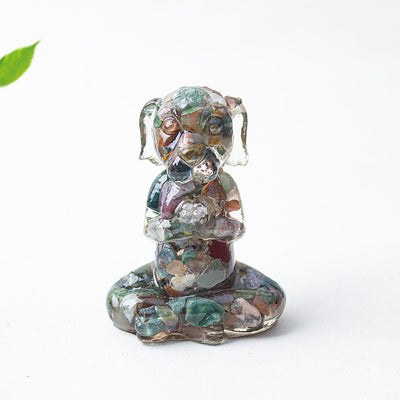 Olivenorma Crystal Epoxy Zen Meditation Dog Gemstone Decoration