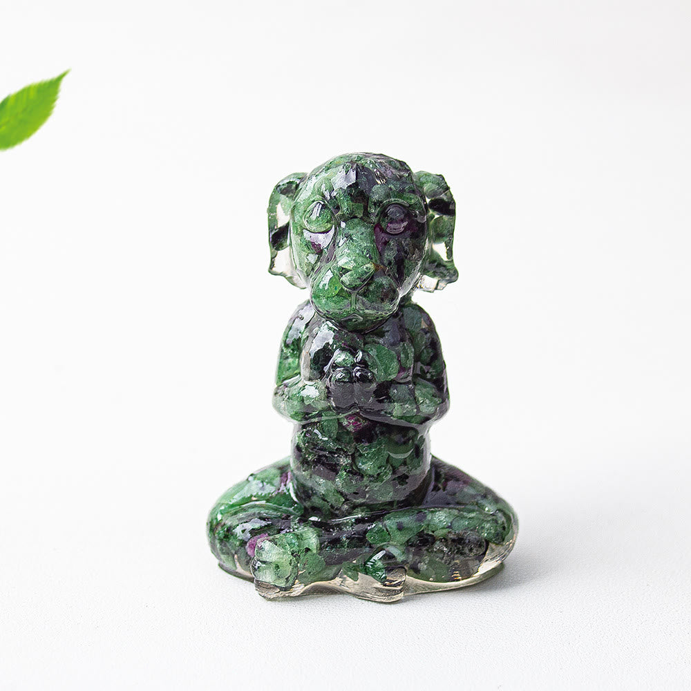 Olivenorma Crystal Epoxy Zen Meditation Dog Gemstone Decoration