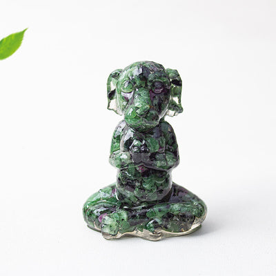 Olivenorma Crystal Epoxy Zen Meditation Dog Gemstone Decoration