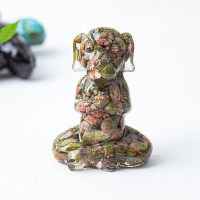 Olivenorma Crystal Epoxy Zen Meditation Dog Gemstone Decoration