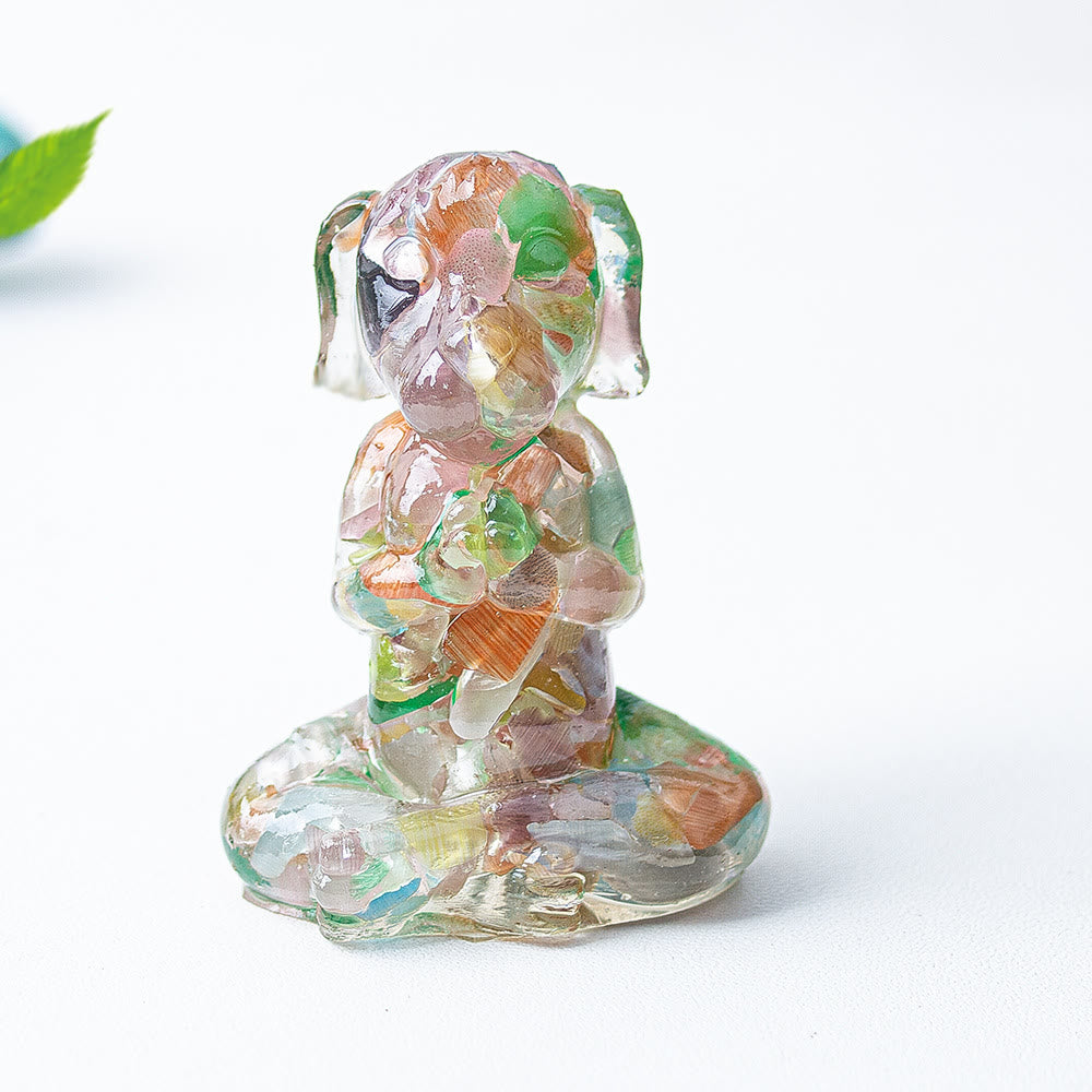 Olivenorma Crystal Epoxy Zen Meditation Dog Gemstone Decoration