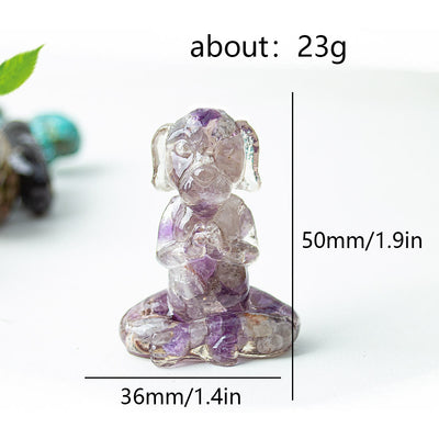 Olivenorma Crystal Epoxy Zen Meditation Dog Gemstone Decoration