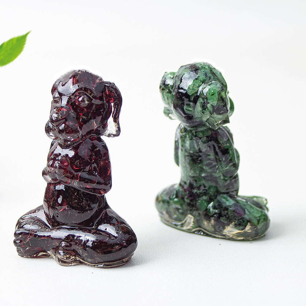 Olivenorma Crystal Epoxy Zen Meditation Dog Gemstone Decoration