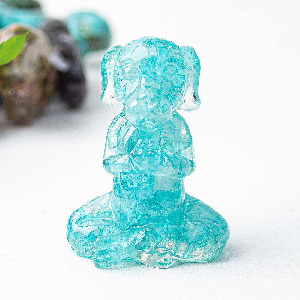 Olivenorma Crystal Epoxy Zen Meditation Dog Gemstone Decoration