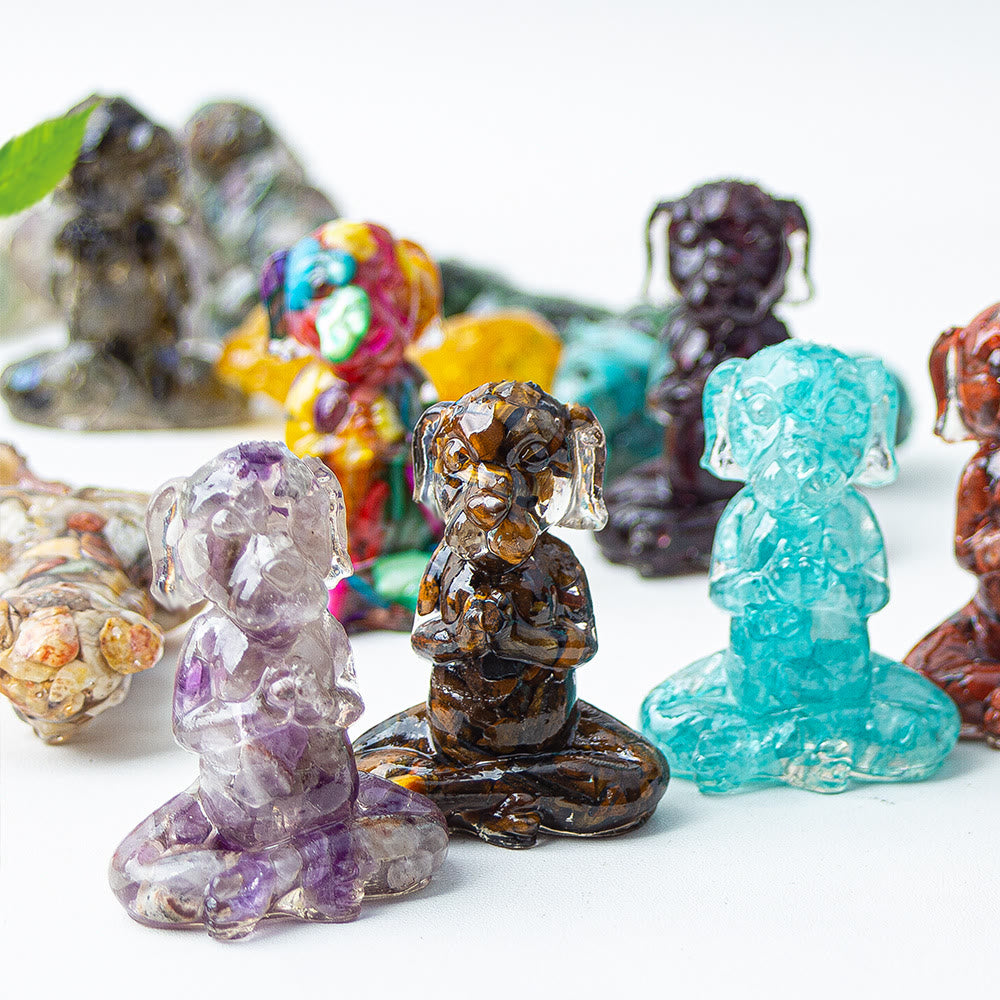 Olivenorma Crystal Epoxy Zen Meditation Dog Gemstone Decoration