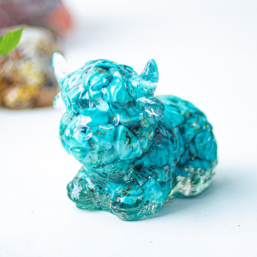 Olivenorma Crystal Epoxy Highland Cattle Gemstone Decoration