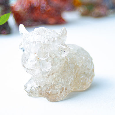 Olivenorma Crystal Epoxy Highland Cattle Gemstone Decoration