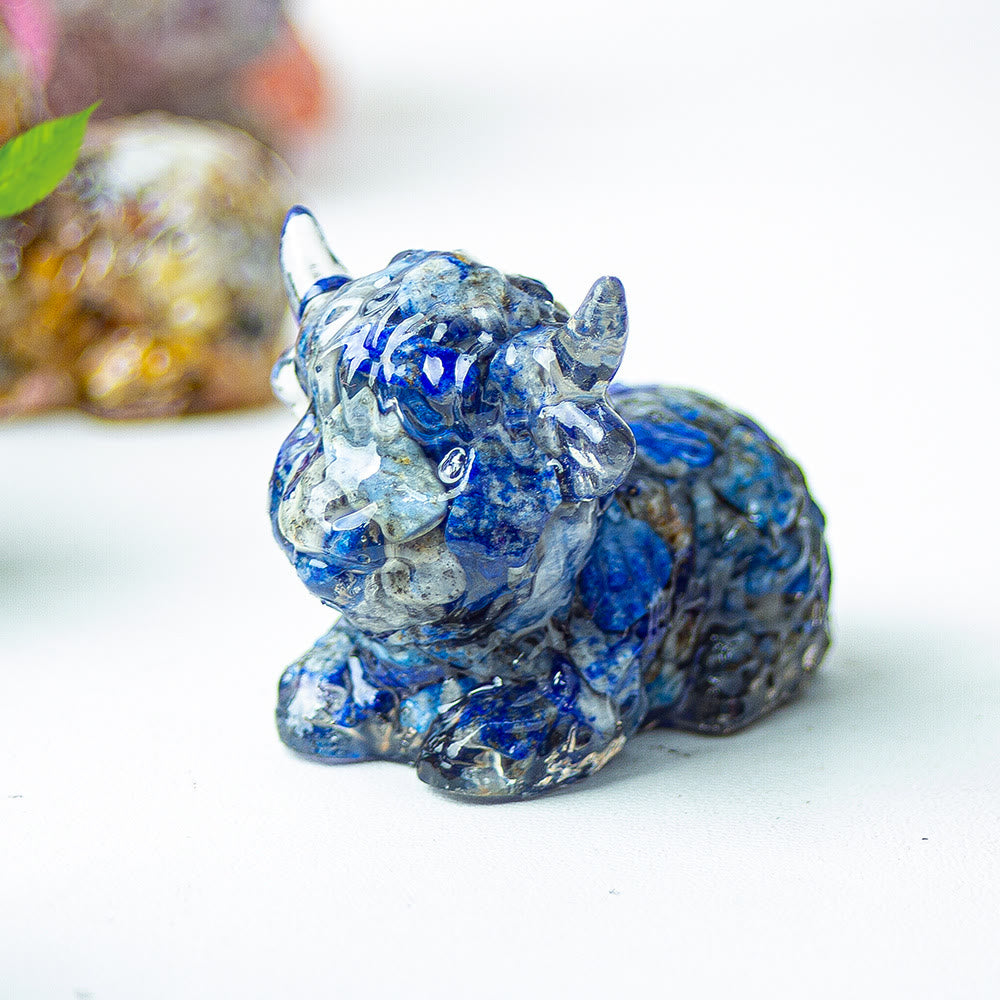 Olivenorma Crystal Epoxy Highland Cattle Gemstone Decoration
