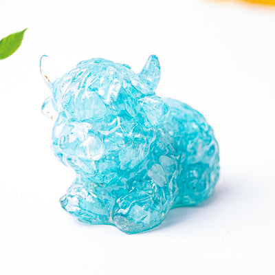 Olivenorma Crystal Epoxy Highland Cattle Gemstone Decoration