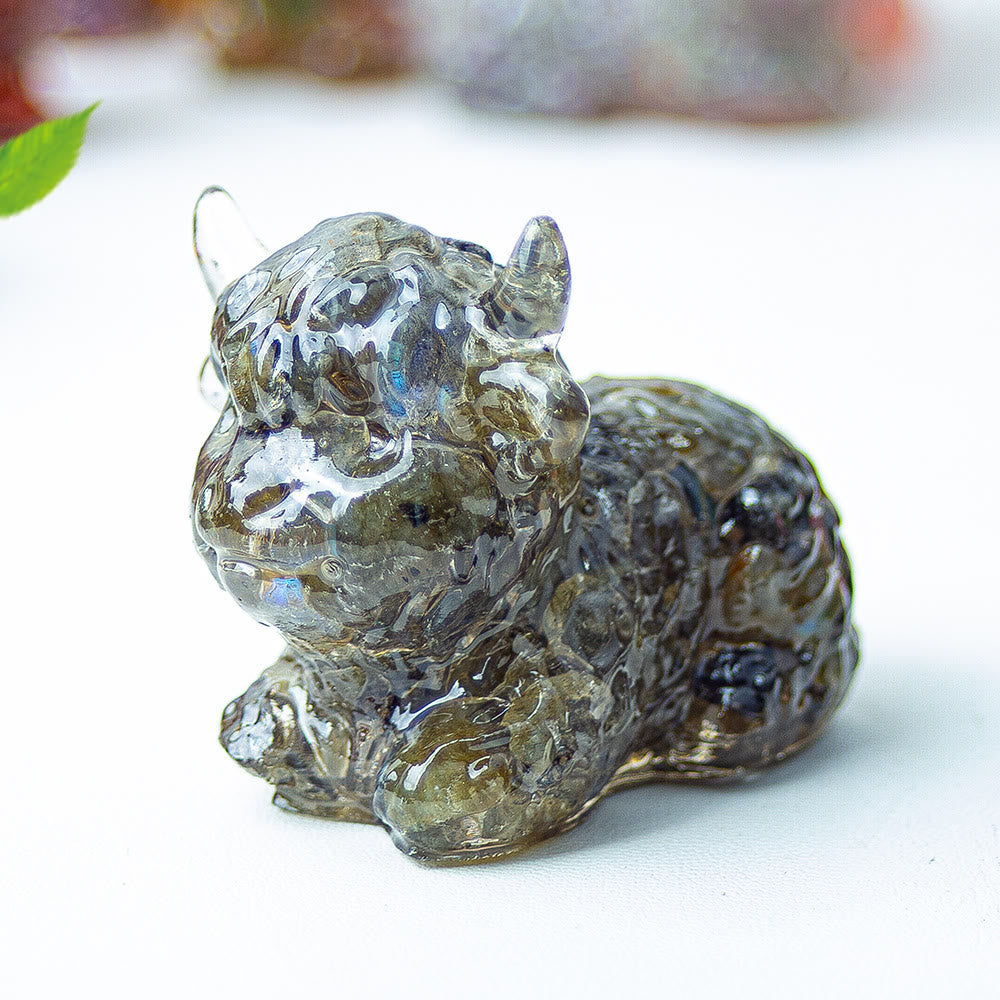 Olivenorma Crystal Epoxy Highland Cattle Gemstone Decoration