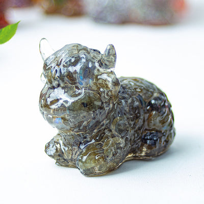 Olivenorma Crystal Epoxy Highland Cattle Gemstone Decoration