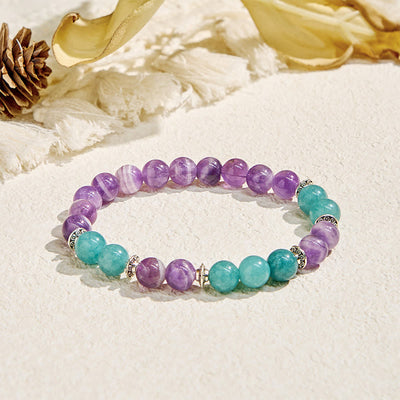 Olivenorma "Seraphic" Amethyst & Aquamarine Harmony Bracelet - Natural Stone - image 1
