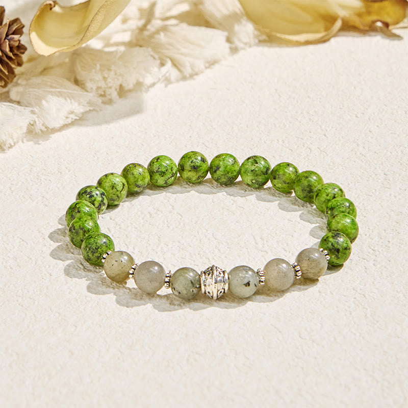 Olivenorma "​​Speckled Shine​​" Jade & Labradorite Growth Bracelet - Natural Stone - image 1