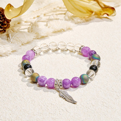 Olivenorma "Earth Song" Feather Charm Cleansing Bracelet - Natural Stone - image 1