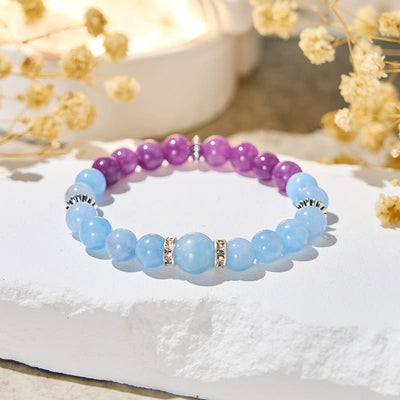 Olivenorma "Tide & Bloom" Aquamarine & Lepidolite Calm Bracelet - Natural Stone - image 1