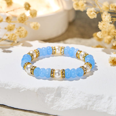 Olivenorma "​​Ocean Calm" Aquamarine & Pearl Inner-Peace Bracelet - Natural Stone - image 1