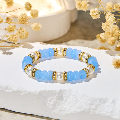 Olivenorma "​​Ocean Calm" Aquamarine & Pearl Inner-Peace Bracelet - image 6