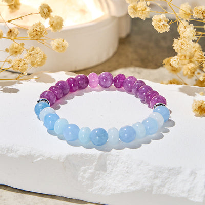 Olivenorma "​​Luna Mist" Aquamarine & Amethyst Emotional Balance Bracelet - image 5