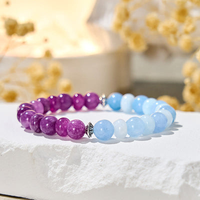 Olivenorma "​​Luna Mist" Aquamarine & Amethyst Emotional Balance Bracelet - Natural Stone - image 1
