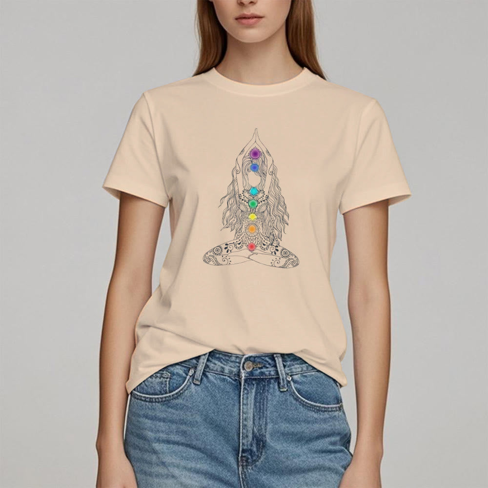 Olivenorma Chakra Meditation Cotton T-Shirt