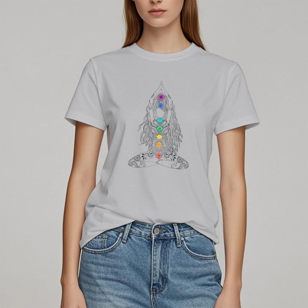 Olivenorma Chakra Meditation Cotton T-Shirt