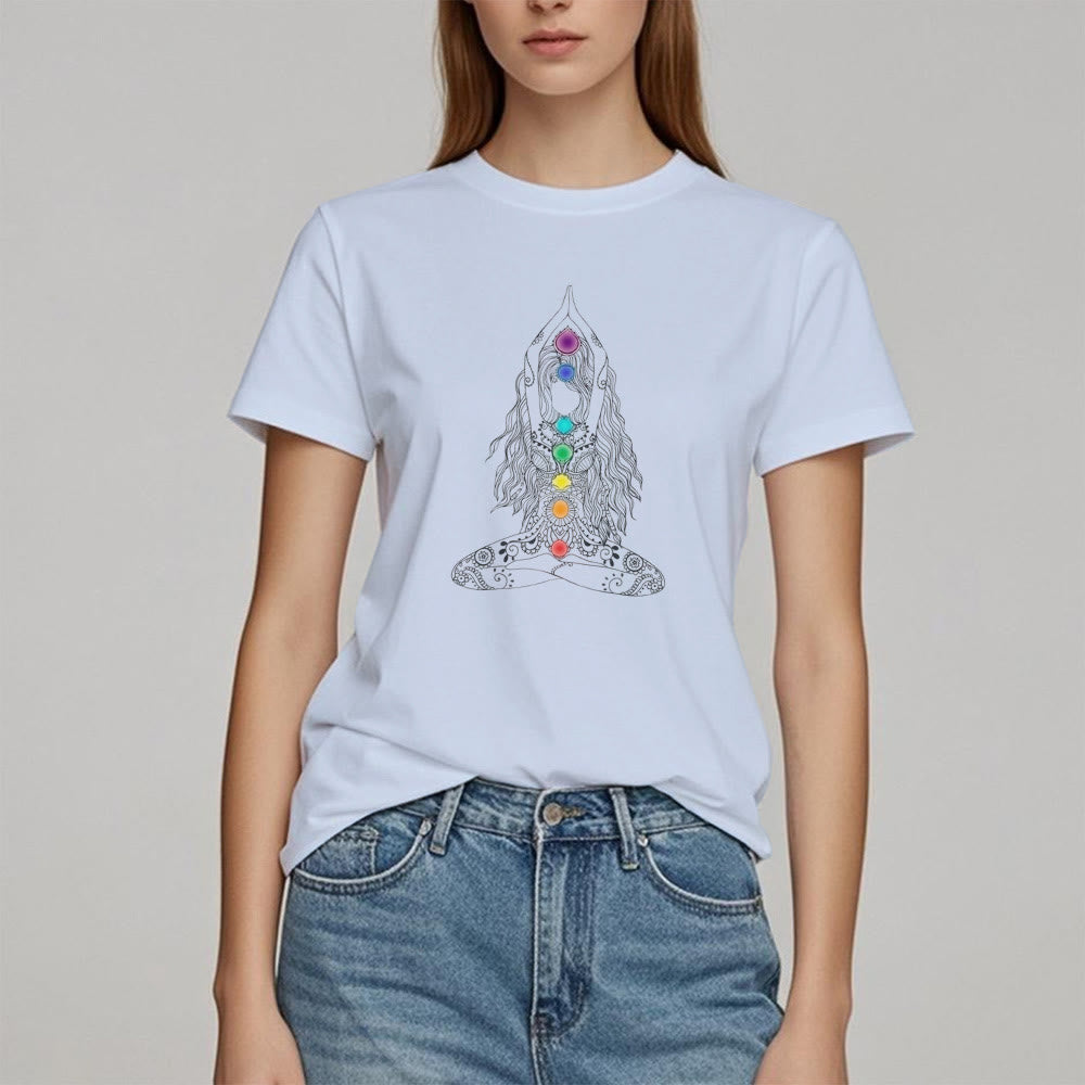 Olivenorma Chakra Meditation Cotton T-Shirt
