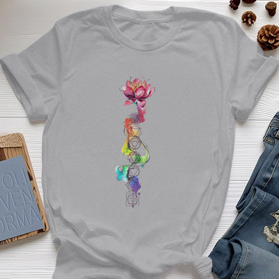 Olivenorma Lotus Chakra Energy Watercolor Print T-Shirt