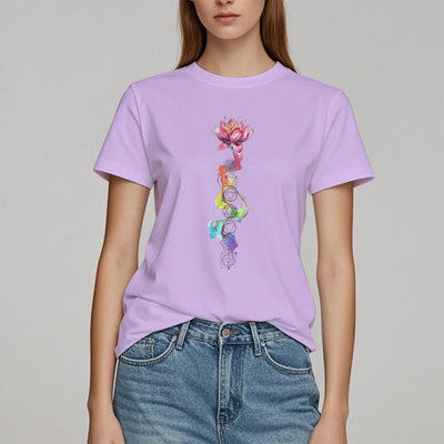 Olivenorma Lotus Chakra Energy Watercolor Print T-Shirt