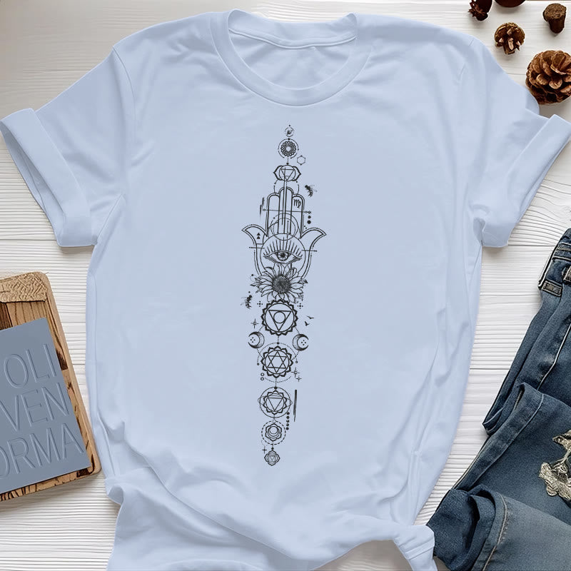 Olivenorma Hamsa Evil Eye Chakra Protection Meditation T-Shirt