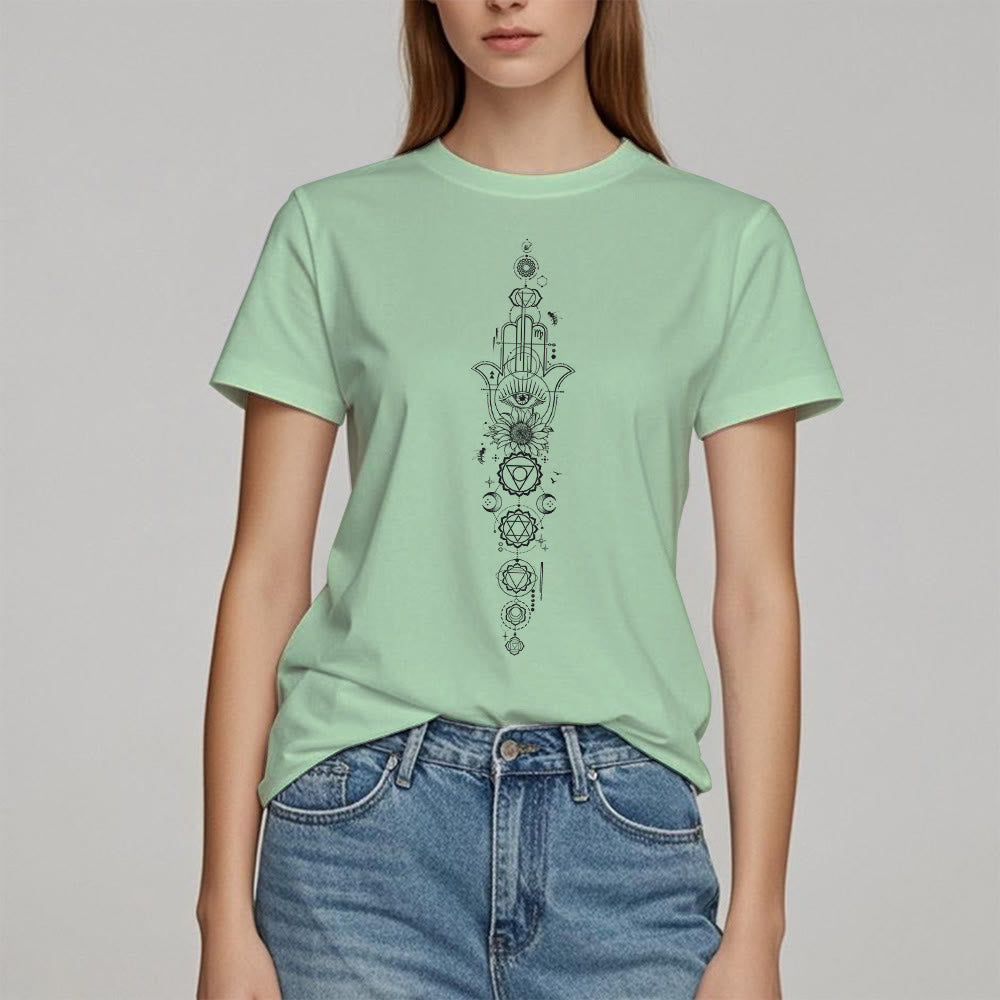 Olivenorma Hamsa Evil Eye Chakra Protection Meditation T-Shirt